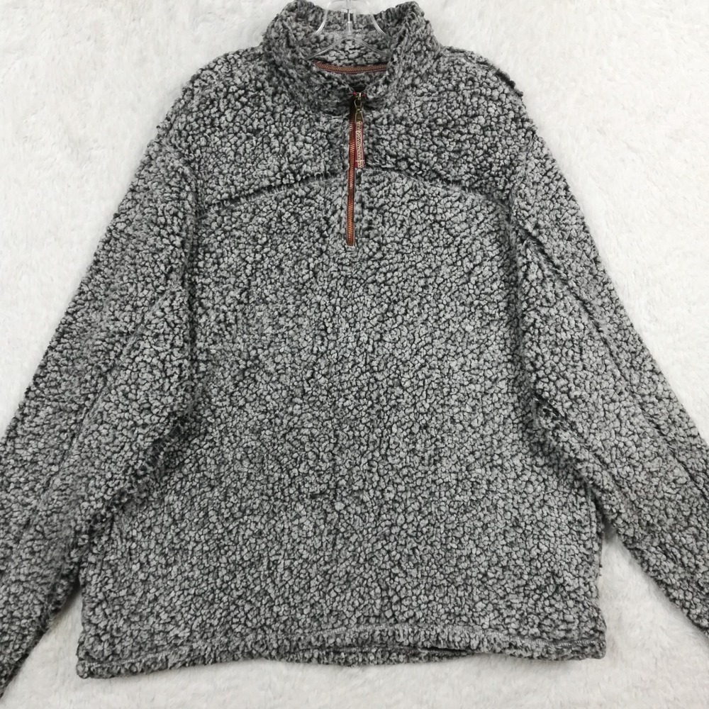 Alpine Sherpa Mens Sweater 1/4 Zip Pullover Gray Western Cozy Long Sleeve XXL‎